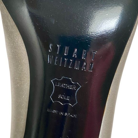 Stuart Weitzman Glohotwire Heels Chrome Raso Satin Rhinestone Peep Toe Size 6 - Picture 13 of 16